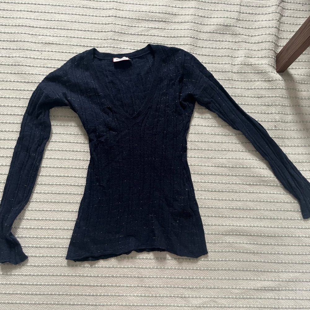 Max & Co. V neck sparkly striped top